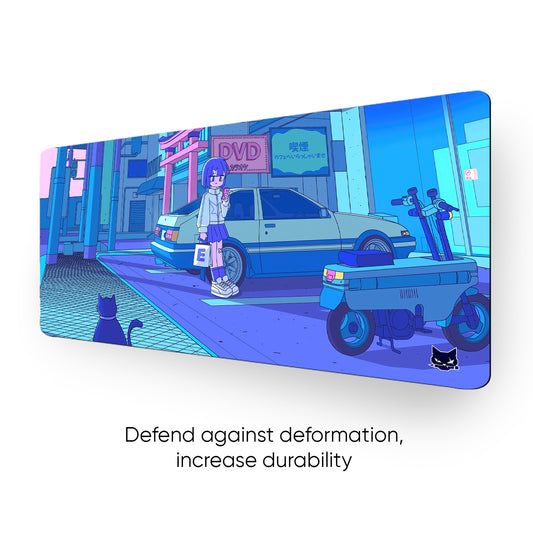 Neon Tokyo Girl Classic Desk Mat