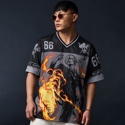 Black Leg Sanji Oversized V-Neck Jersey