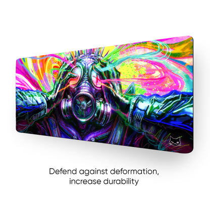 Neon Chaos Stitched Desk Mat