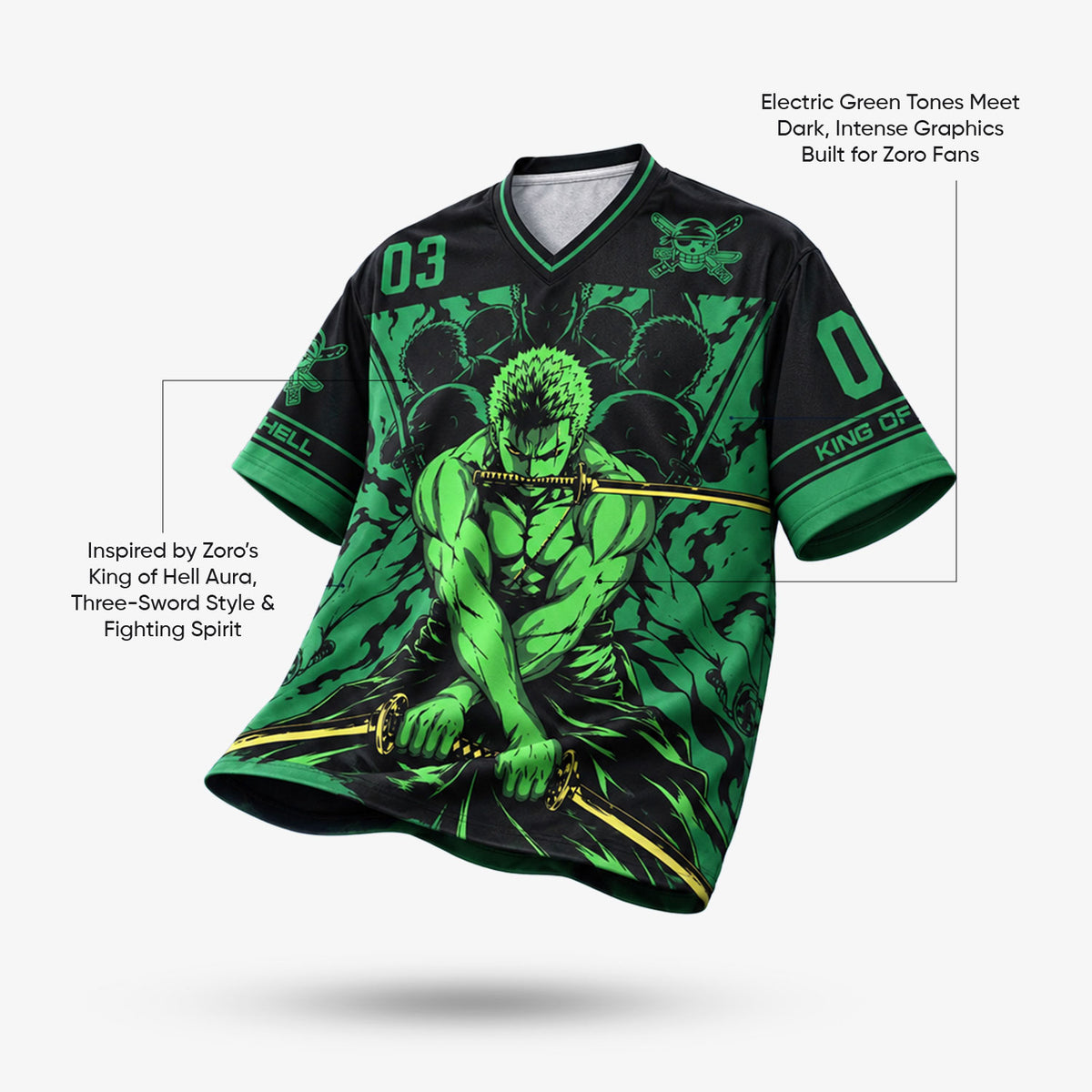 Zoro Hellfire Oversized V-Neck Jersey