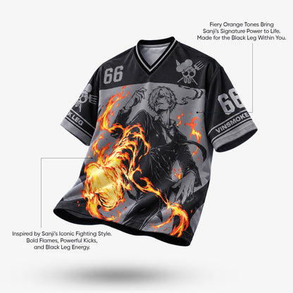 Black Leg Sanji Oversized V-Neck Jersey