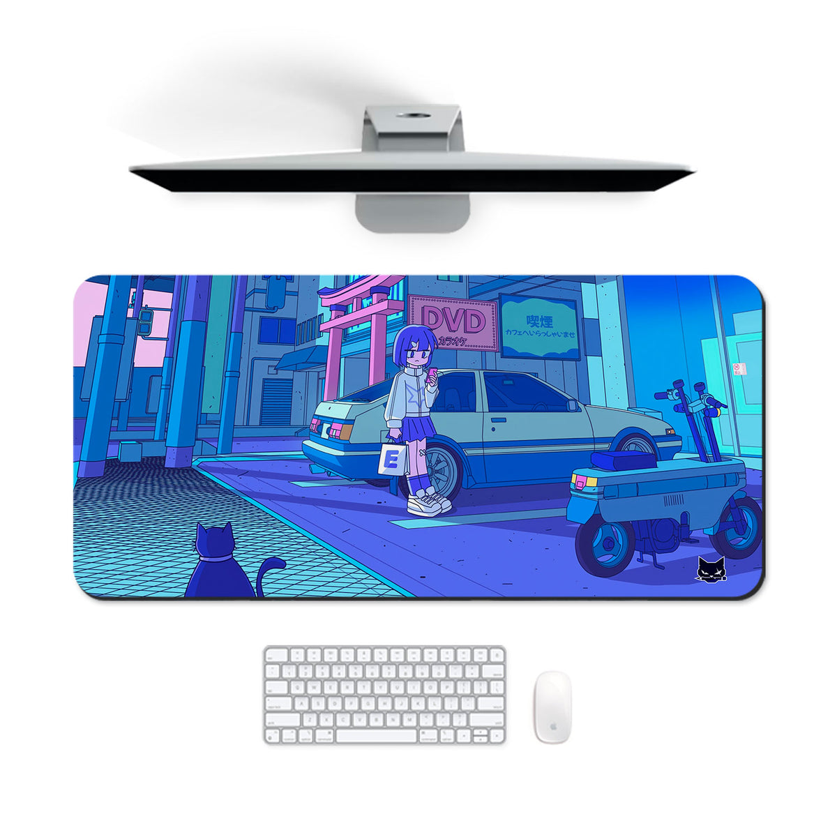 Neon Tokyo Girl Classic Desk Mat