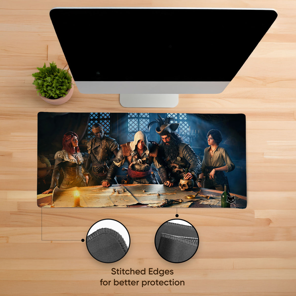 Black Flag Stitched Desk Mat