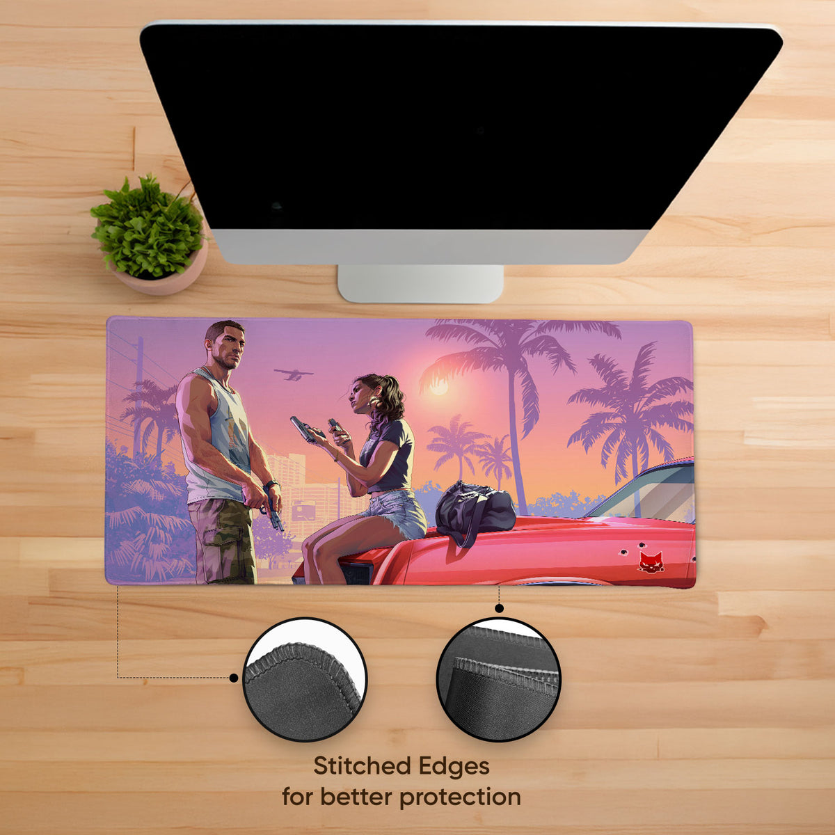Vice City Sunset Stitched Desk Mat
