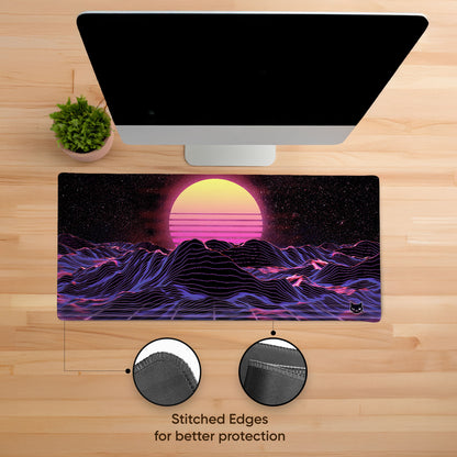Retro Waves Stitched Desk Mat